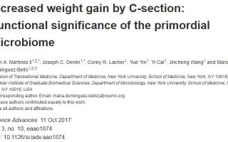 《科学》子刊：科学家们首次证明，出生不经过产道，控制体重的肠道微生物就没了
