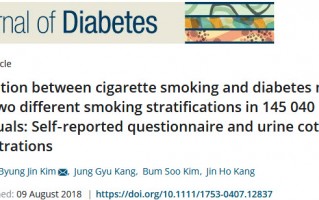 J Diabetes：吸烟增加糖尿病风险