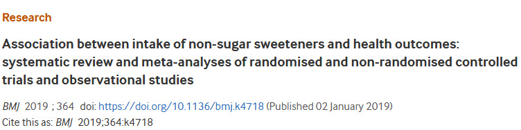 BMJ：史上最全面的研究表明，没有可靠证据证明非糖甜味剂能改善健康、帮助减肥.jpg/
