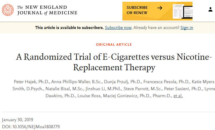 NEJM：英国临床试验首次证实，电子烟比尼古丁替代疗法戒烟成功率相对高83%，但美国专家强调推荐电子烟要谨慎.jpg/