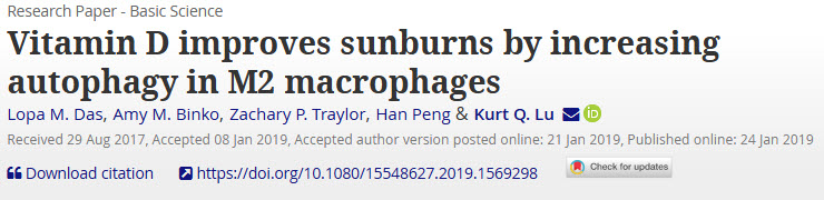 科学研究首次发现维生素D修复晒伤皮肤机制，维D促进皮肤巨噬细胞自噬，抑制紫外线诱导的皮肤炎症.jpg/