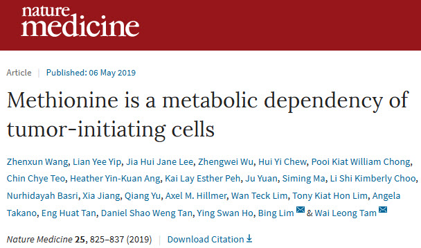 《自然》子刊：科学家发现肿瘤干细胞的生长极度依赖蛋氨酸，靶向这个通路，或能从根本上抑制肿瘤生长转移.jpg/