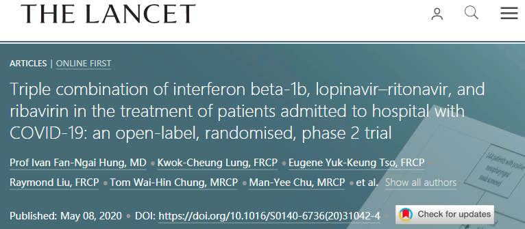 《柳叶刀》：洛匹那韦利托那韦三联疗法对新冠轻中症有效.png