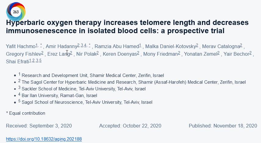 发布在国际知名抗衰老杂志《Aging》上的高压氧实验报告.jpg