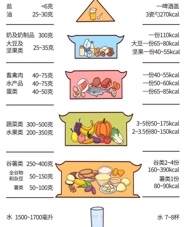 中国膳食指南-成年人每天各类食物的份数.jpg